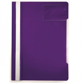 Скоросшиватель пластиковый A4 160 мкм с карманом для визитки, фиолетовый