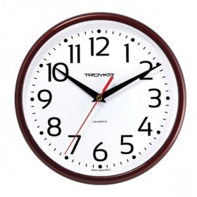 Часы настенные ТРОЙКА 91931912 с плавным ходом, коричневая рамка