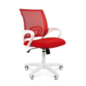 ТПТ Кресло для оператора СН-696, ткань-сетка/ткань TW белый пластик 19-69 красный