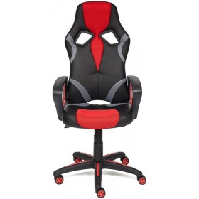 ТТЧ Кресло компьютерное игровое (геймерское) RUNNER, ткань/иск.кожа черный/красный