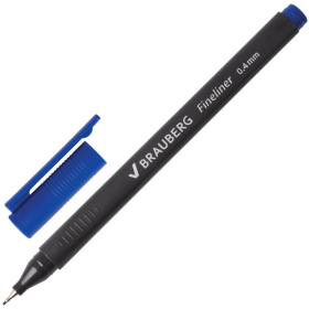 Ручка капиллярная Brauberg Carbon синяя, трехгранная 0,4 мм