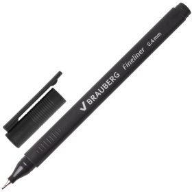Ручка капиллярная Brauberg Carbon черная, трехгранная 0,4 мм