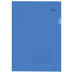 Папка-уголок с карманом для визитки A4 180 мкм Hatber пр/синяя