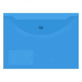 Папка на кнопке с карманом для визитки А4 150 мкм inФормат горизонтальная синяя, прозрачная