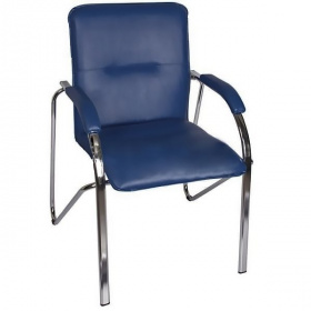 ПРТ Кресло для посетителей Самба soft/хром, иск.кожа синий Z-06