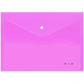 Папка на кнопке A4 прозрачная 180 мкм Berlingo Starlight, горизонтальная розовая