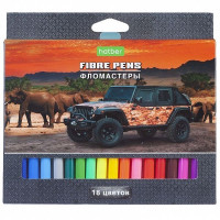 Фломастеры 18 цв., Hatber ECO JEEPING, в карт.упак.